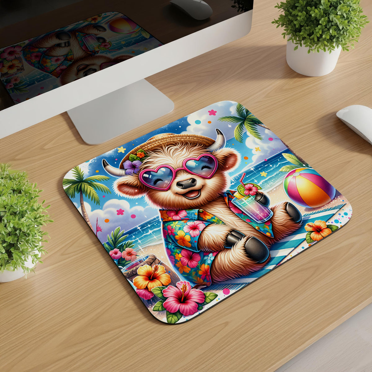 Summer Highland Cow Mousepads