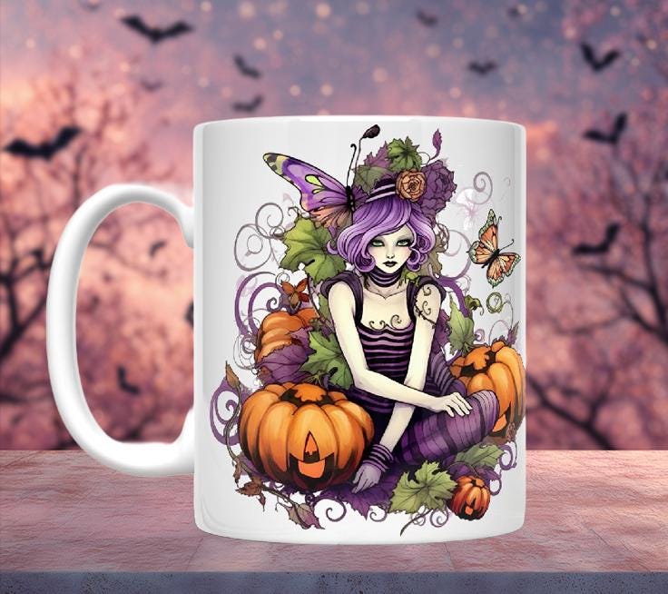 Purple Halloween Fairy Mugs