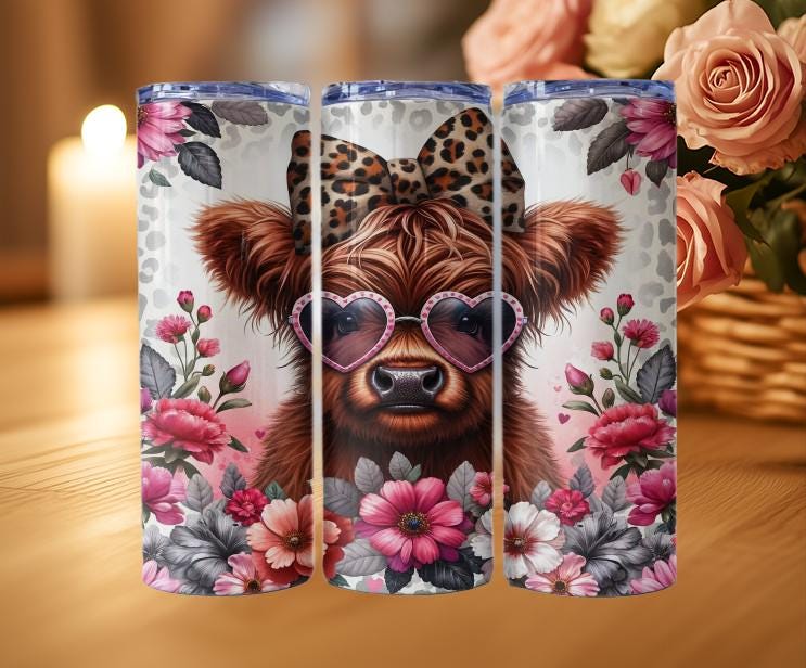 Cute Highland Cow Valentine Tumblers