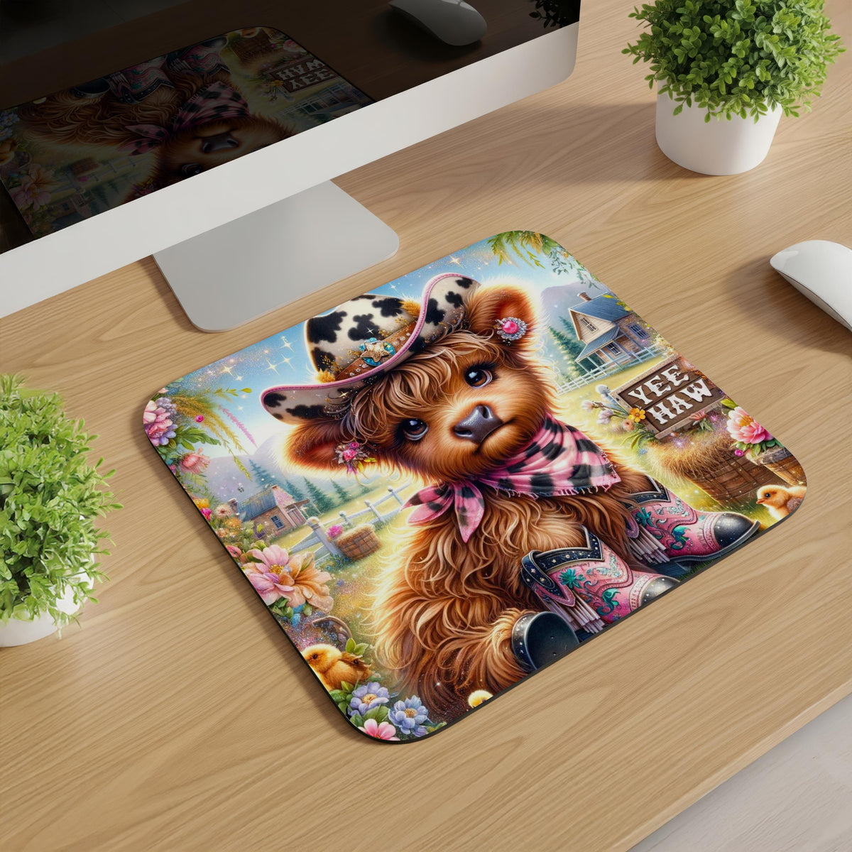 Spring Highland Cow Mousepads