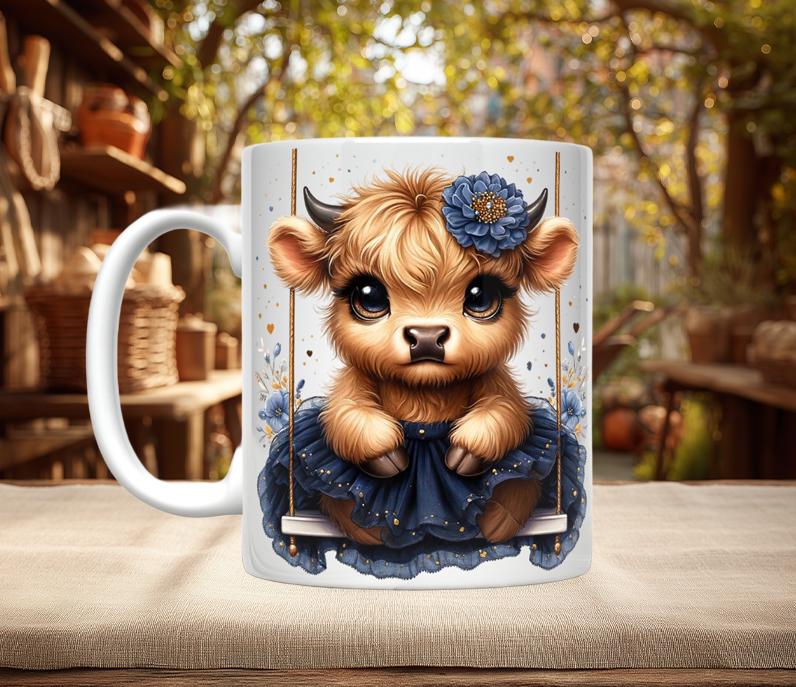 Highland Cow Ceramic Coffee Mug, 11oz/15oz