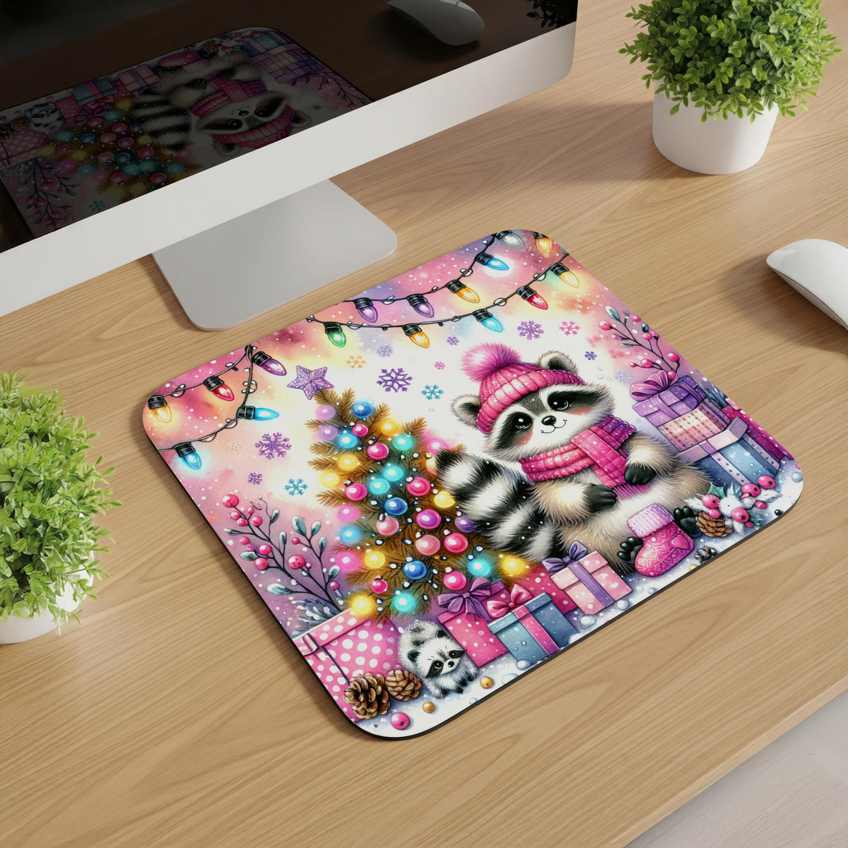 Christmas Raccoon Mousepad