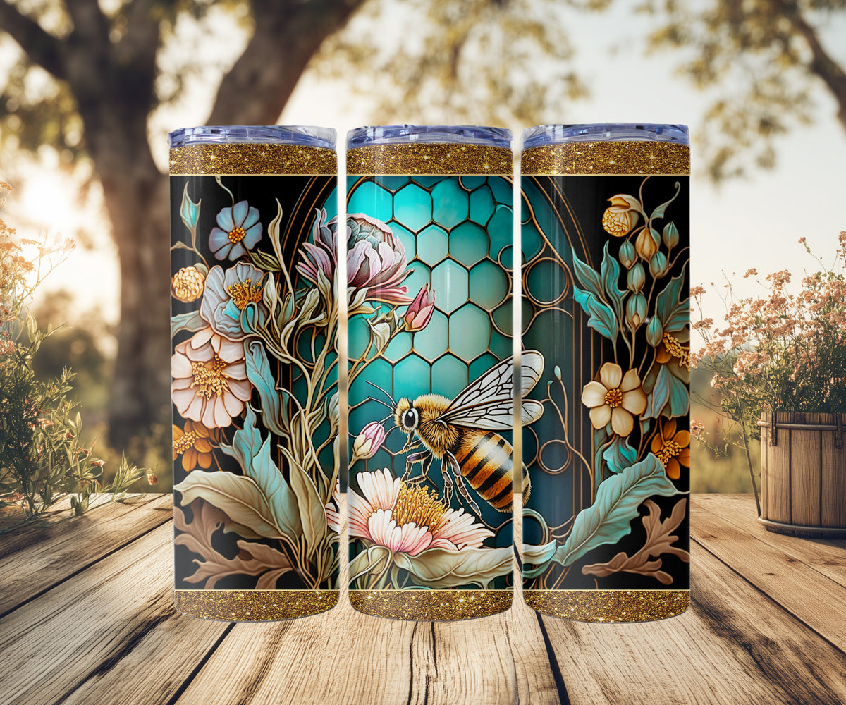 Honeybees Stainless Steel Tumbler with Straw