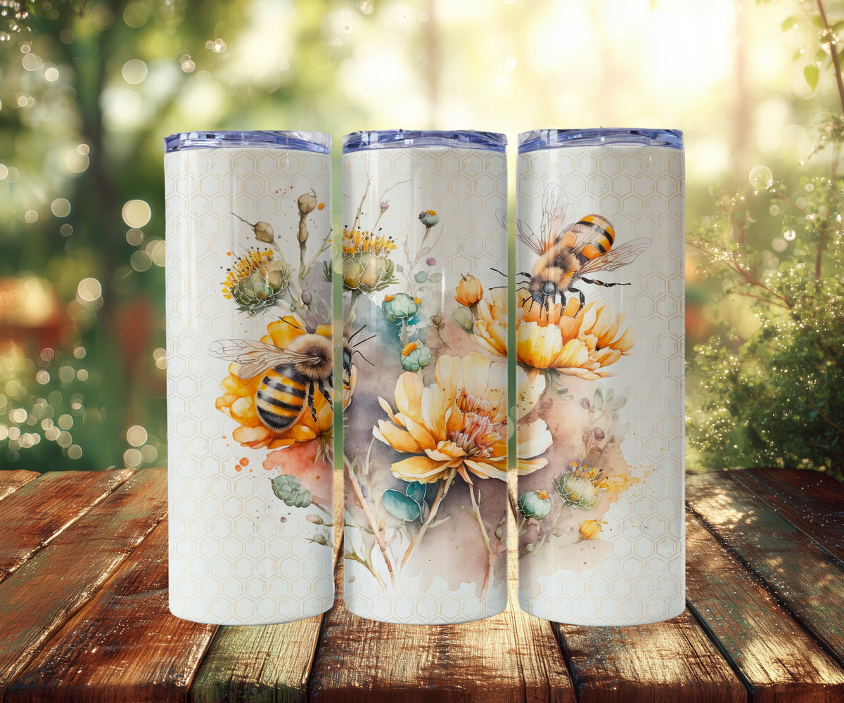 Honeybees Stainless Steel Tumbler with Straw