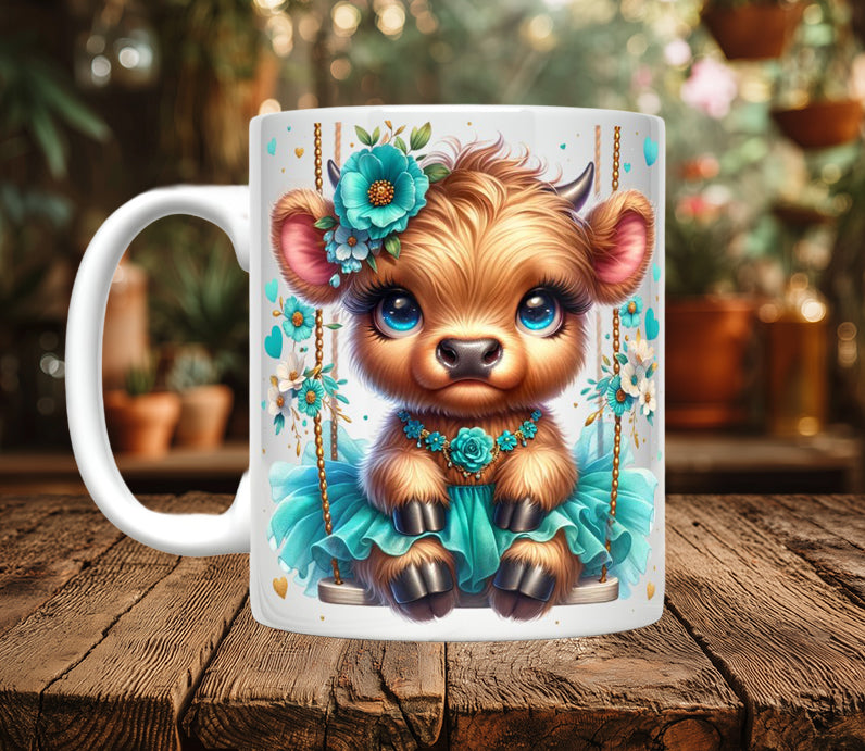 Highland Cow Ceramic Coffee Mug, 11oz/15oz