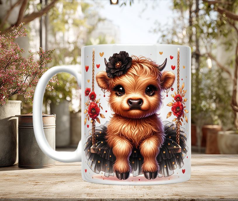 Highland Cow Ceramic Coffee Mug, 11oz/15oz