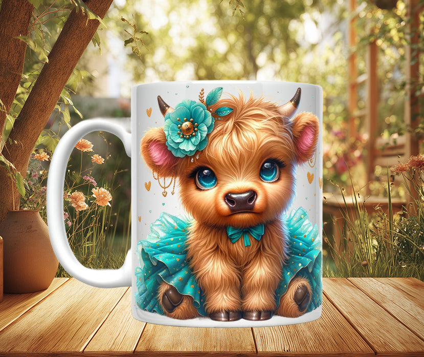 Highland Cow Ceramic Coffee Mug, 11oz/15oz