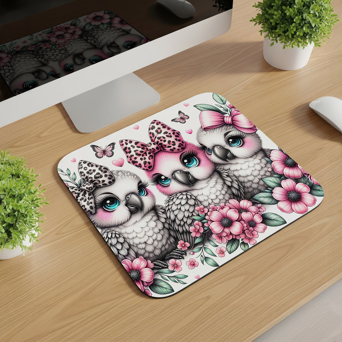 Cute Bow Animals Mousepads