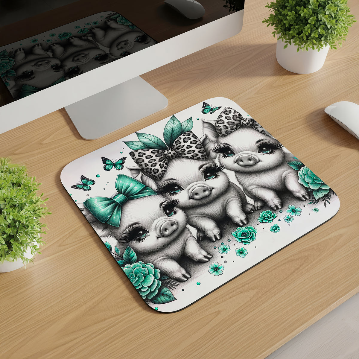 Cute Bow Animals Mousepads