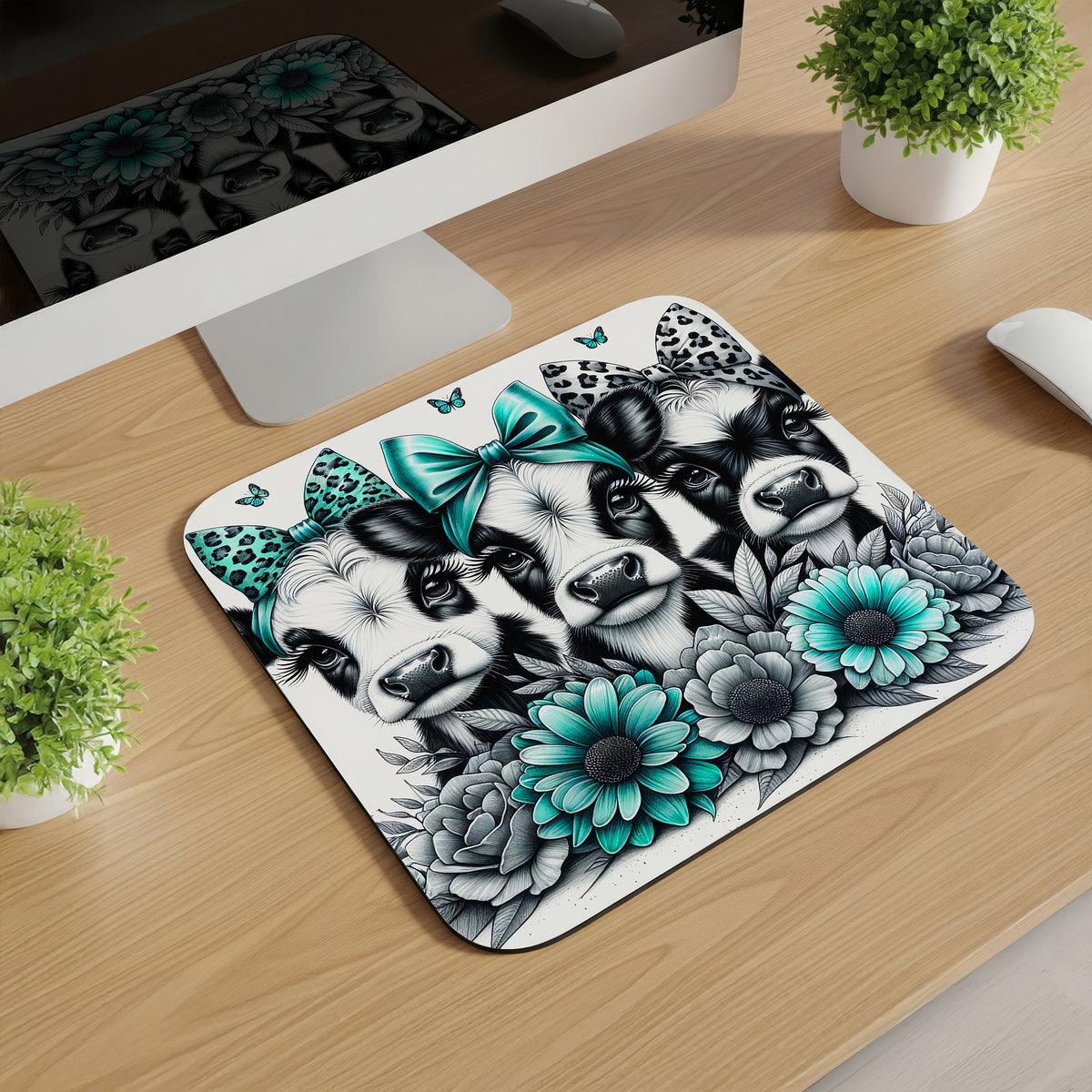Cute Bow Animals Mousepads