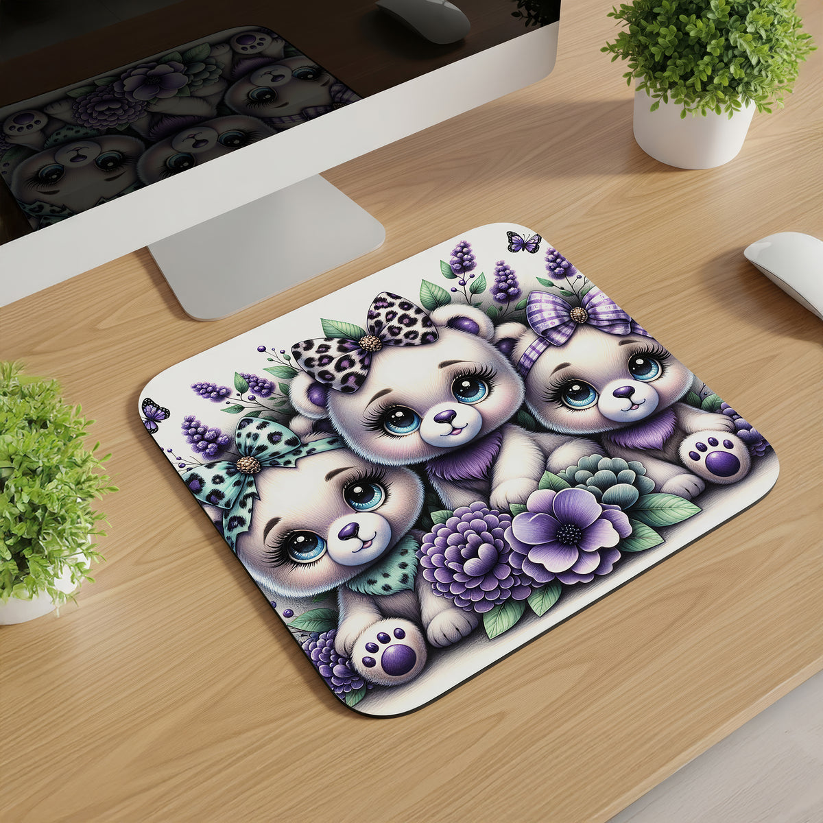 Cute Bow Animals Mousepads