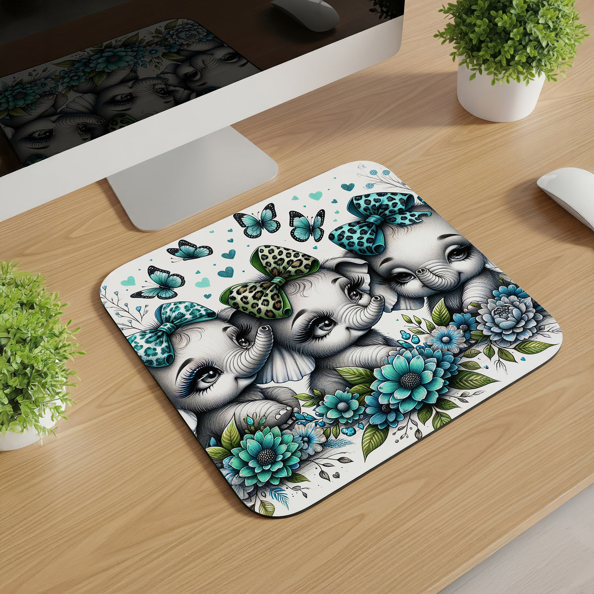 Cute Bow Animals Mousepads