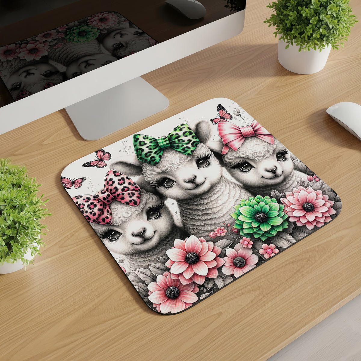 Cute Bow Animals Mousepads