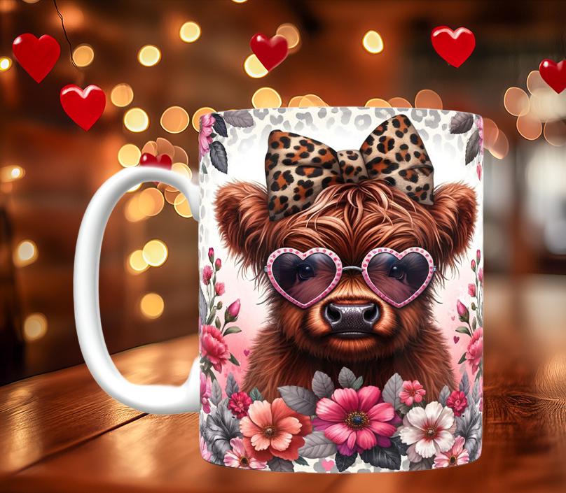 Cute Highland Cow Valentine Mugs (10 styles)