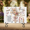 Proverbs 31:25 Glass Cutting Board — Inspirational Faith Gift for Her, 11x8 with Stand