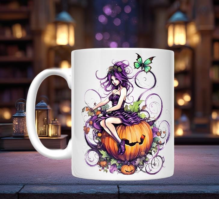 Purple Halloween Fairy Mugs