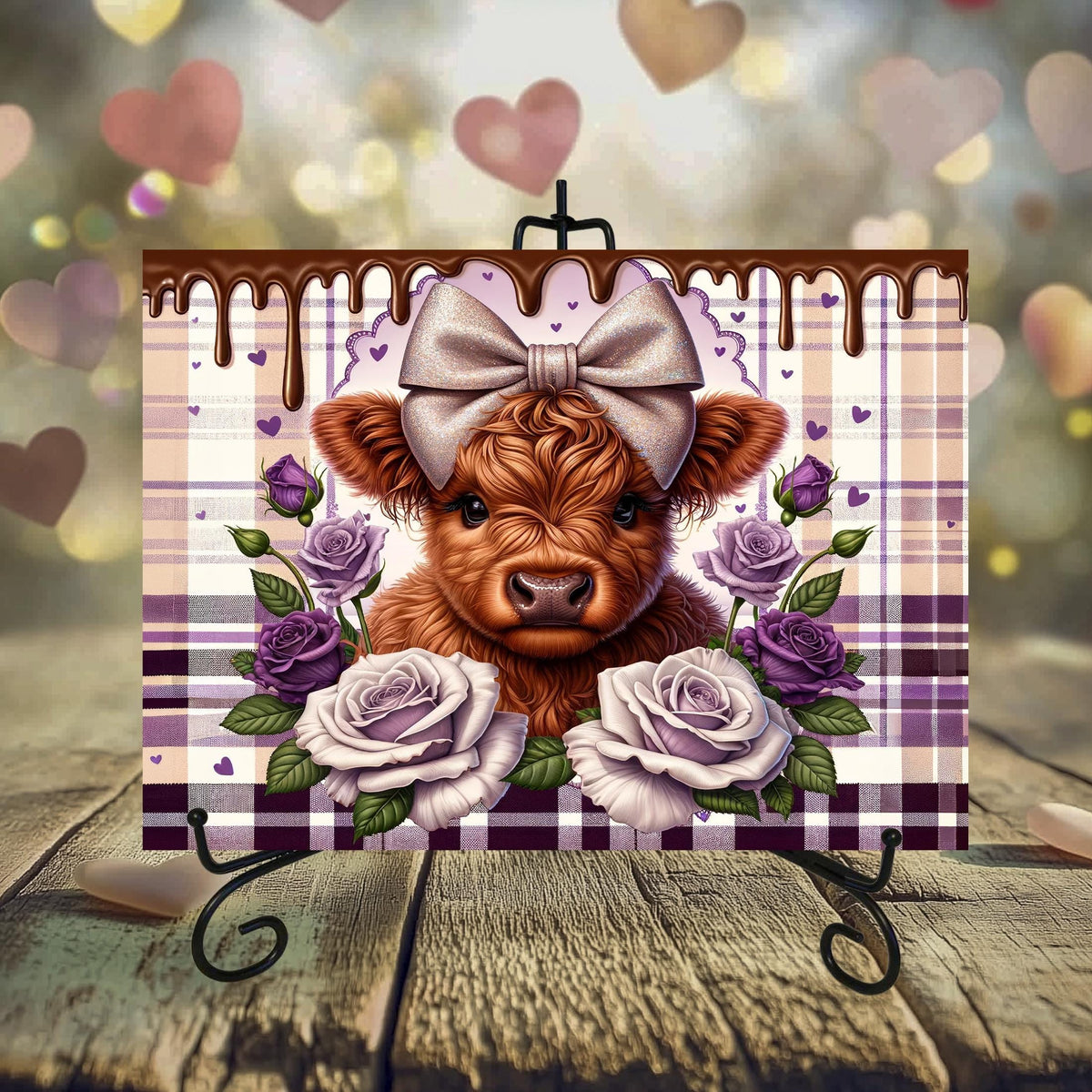 Highland Cow Valentine Cutting Boards