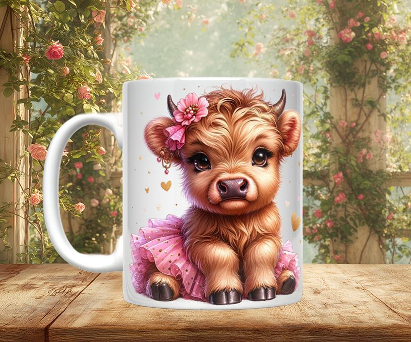 Highland Cow Ceramic Coffee Mug, 11oz/15oz