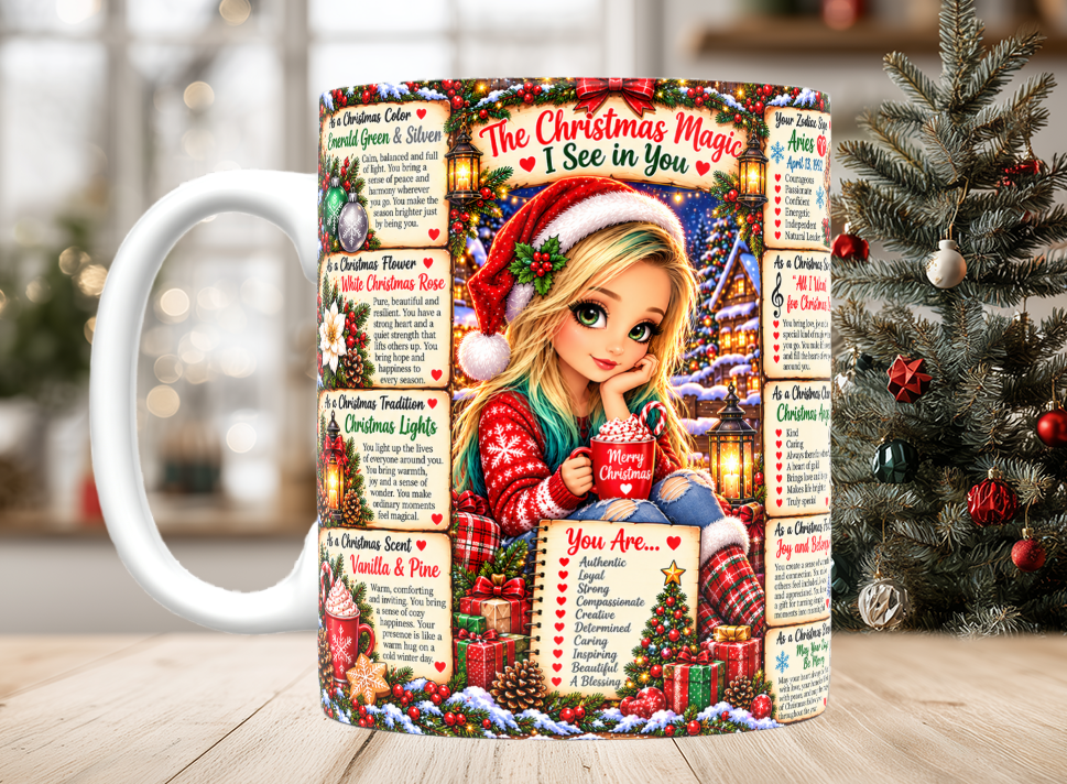 Christmas Magic Custom Chibi Image Mugs