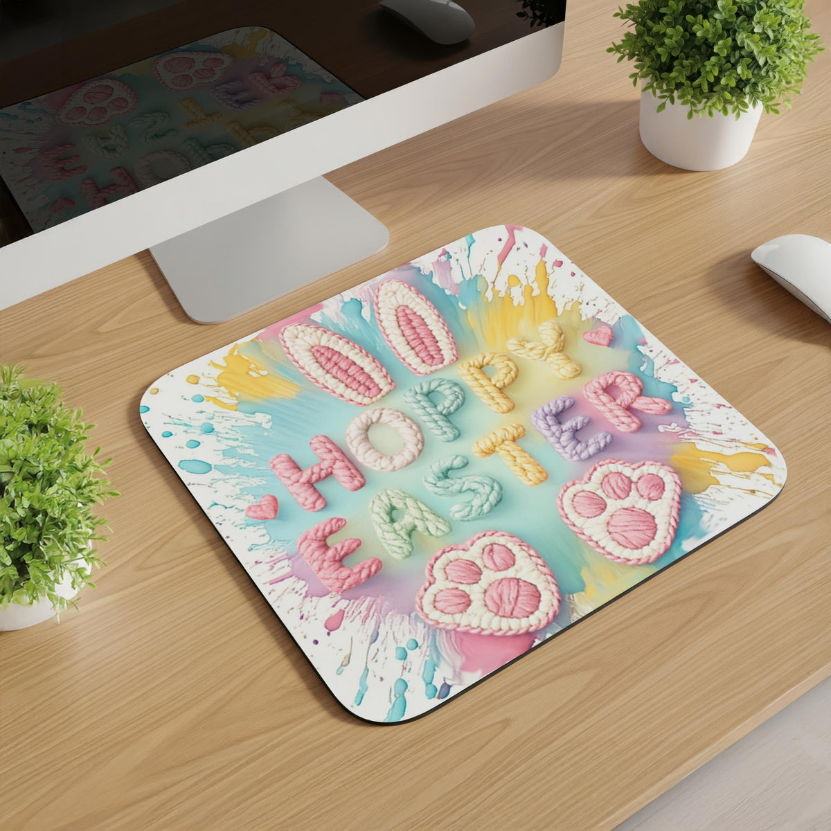 Knitted Happy Easter Image Mousepads