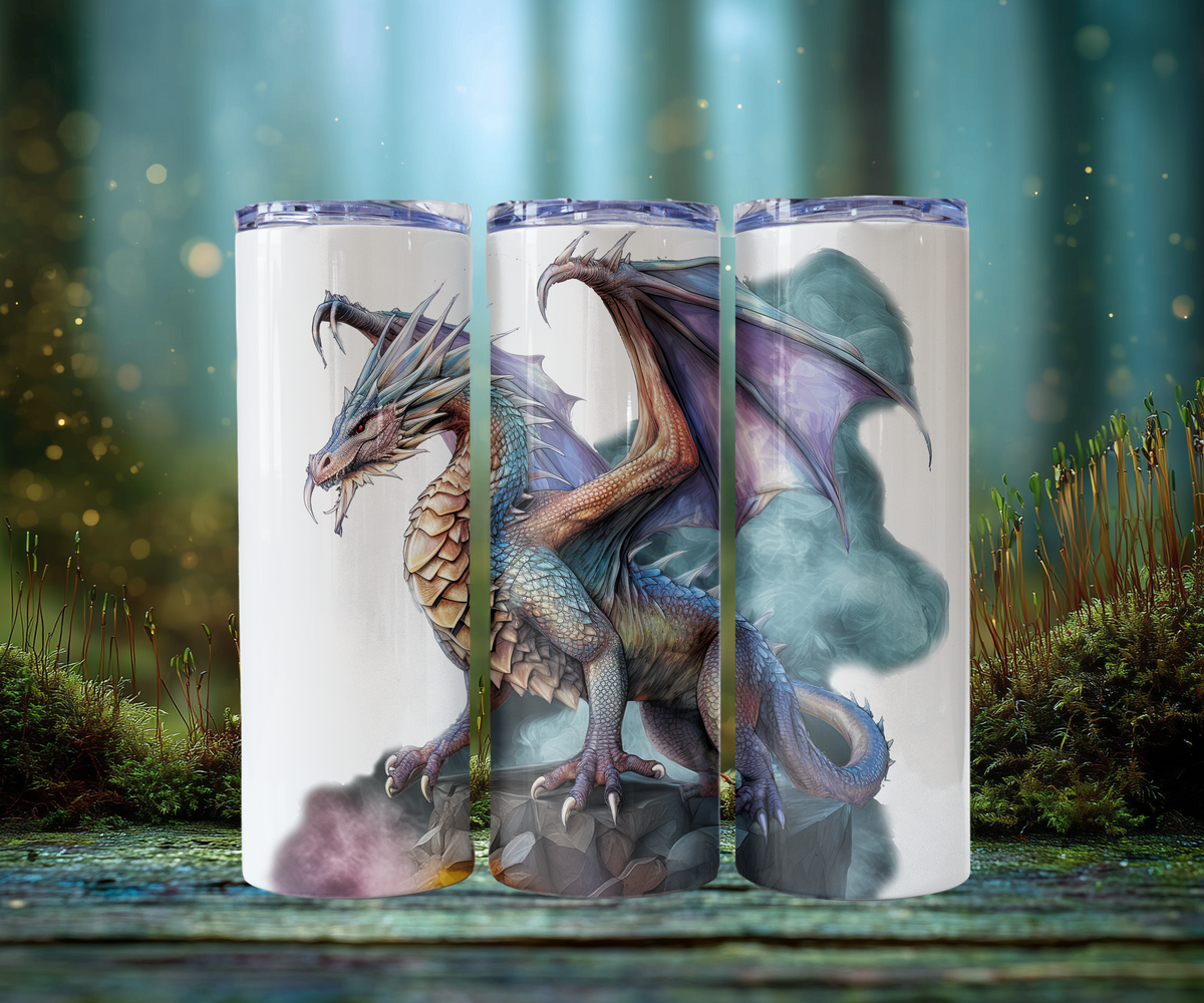 Dragon Tumbler, Stainless Steel Cup with Lid and Straw