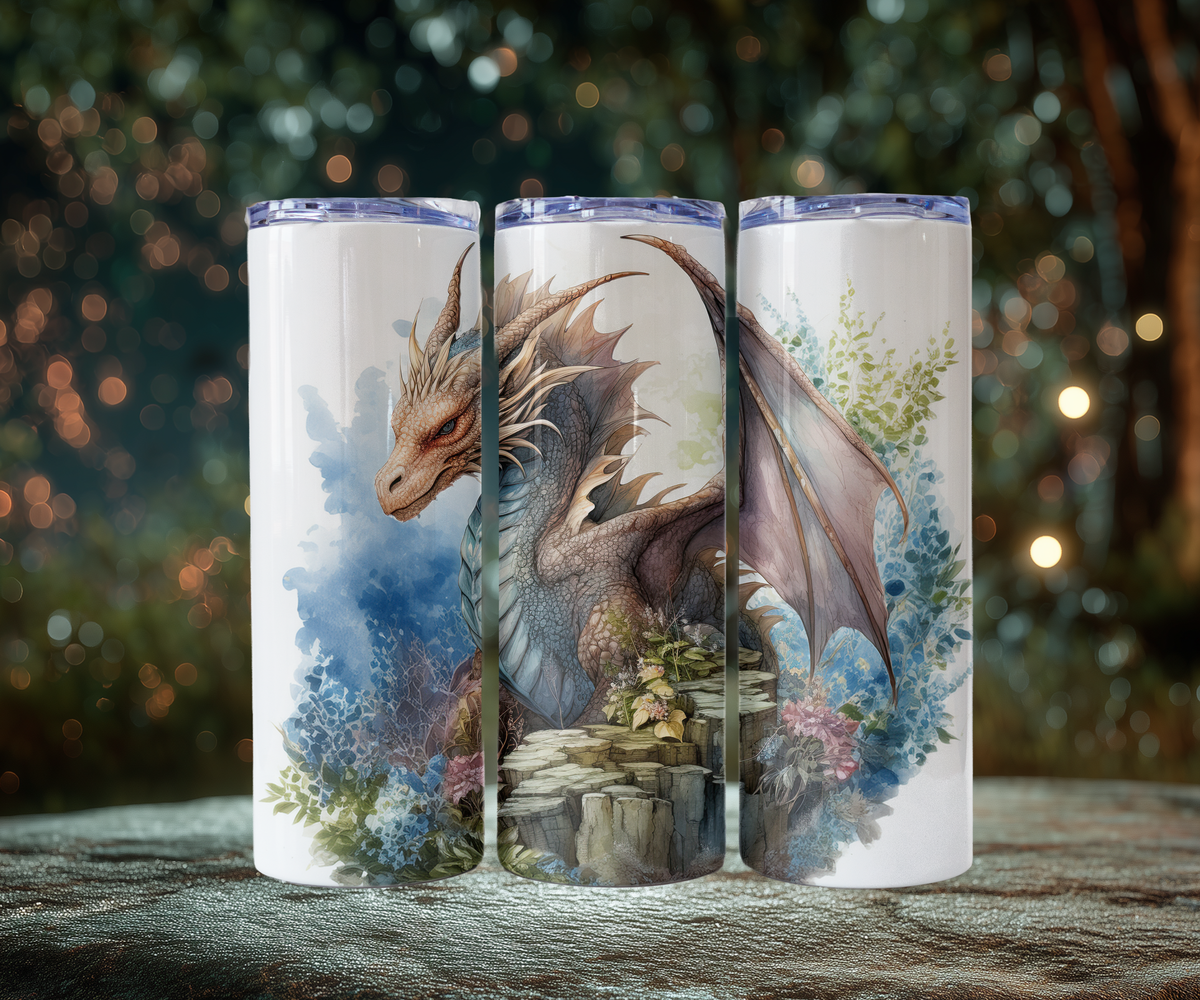 Dragon Tumbler, Stainless Steel Cup with Lid and Straw