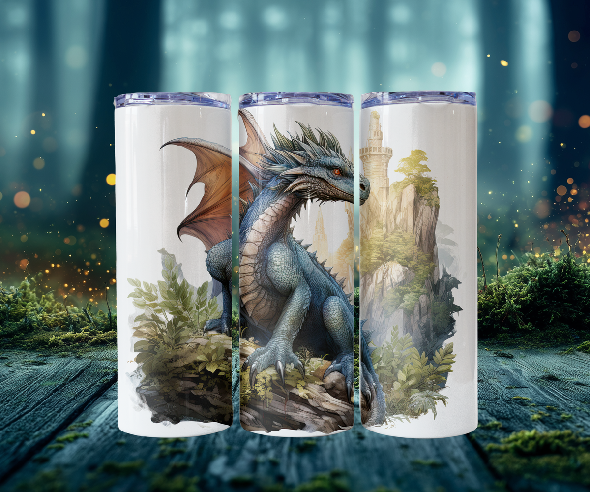 Dragon Tumbler, Stainless Steel Cup with Lid and Straw