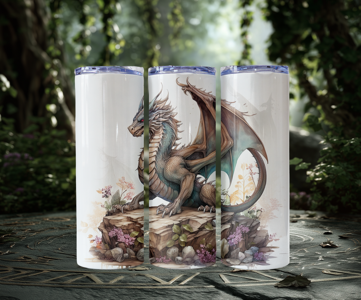 Dragon Tumbler, Stainless Steel Cup with Lid and Straw