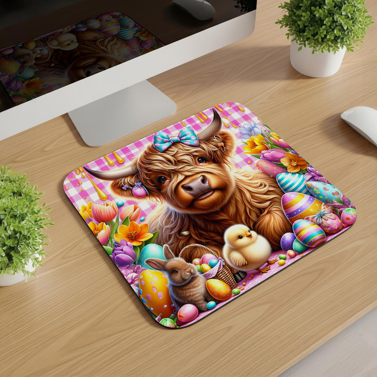 Easter Highland Cow Mousepads