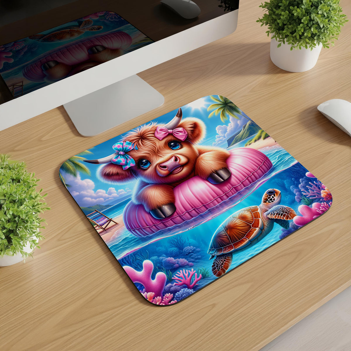 Summer Highland Cow Mousepads