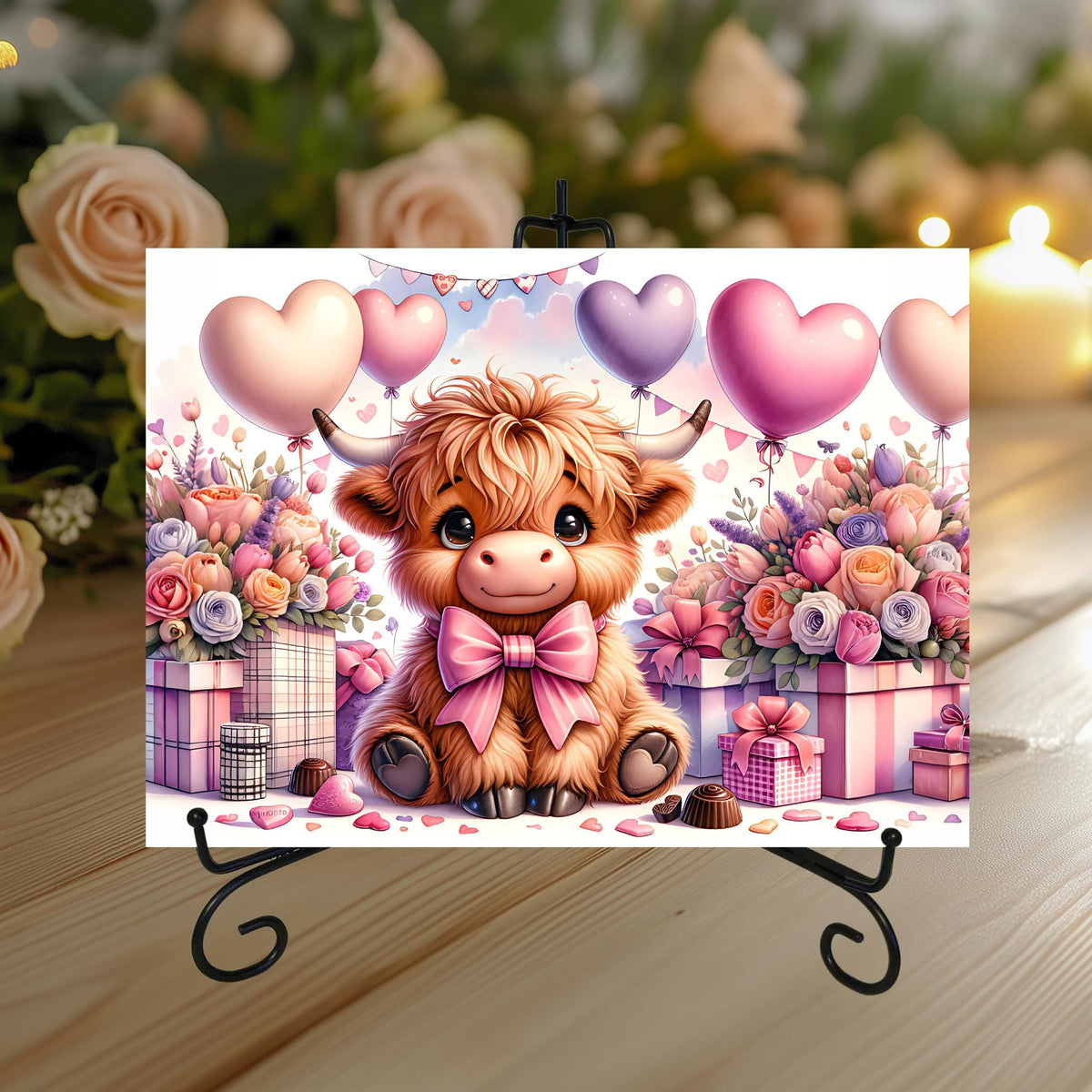 Highland Cow Valentine Cutting Boards