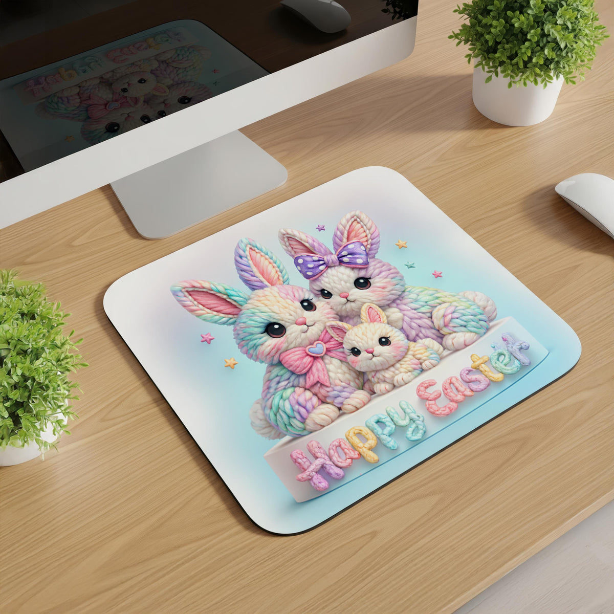 Knitted Happy Easter Image Mousepads