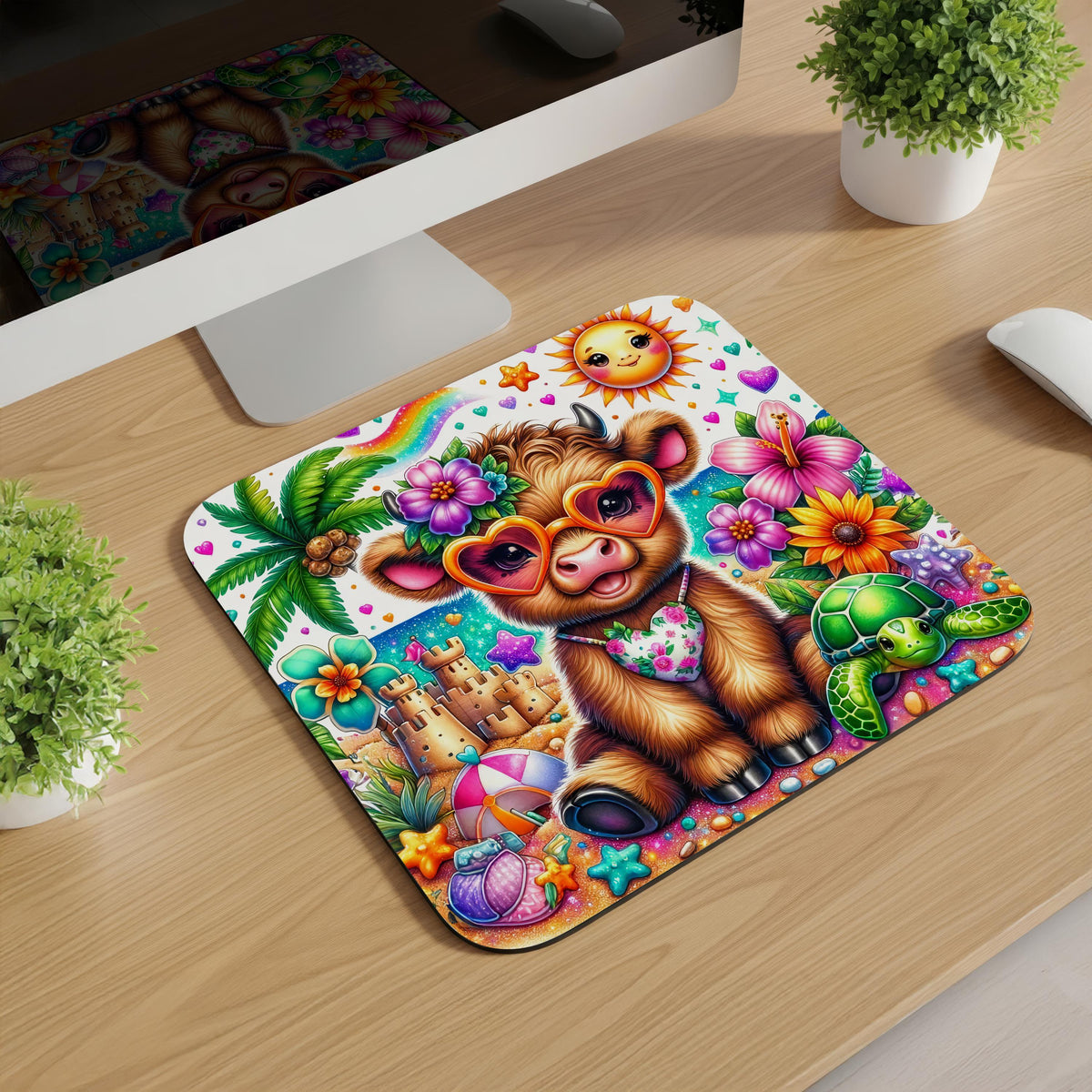 Summer Highland Cow Mousepads
