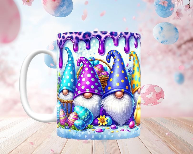 Dripping Paint Easter Gnome Mugs