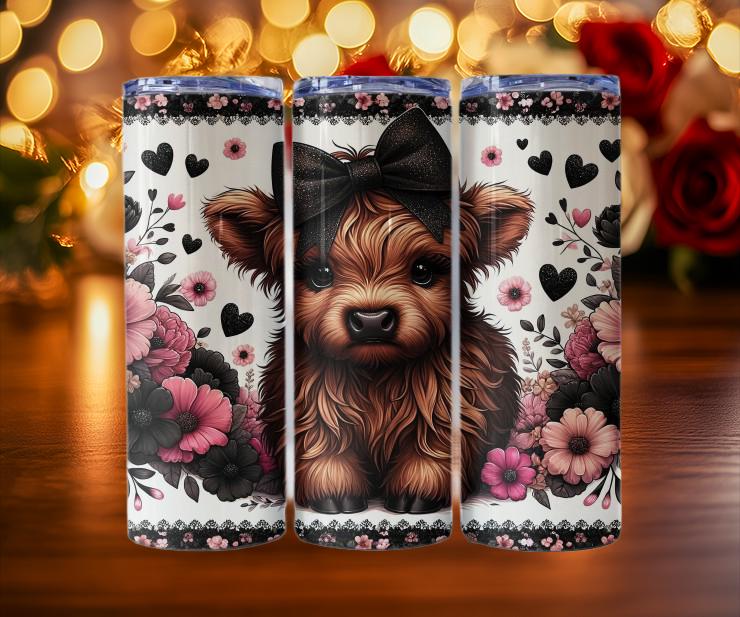 Cute Highland Cow Valentine Tumblers