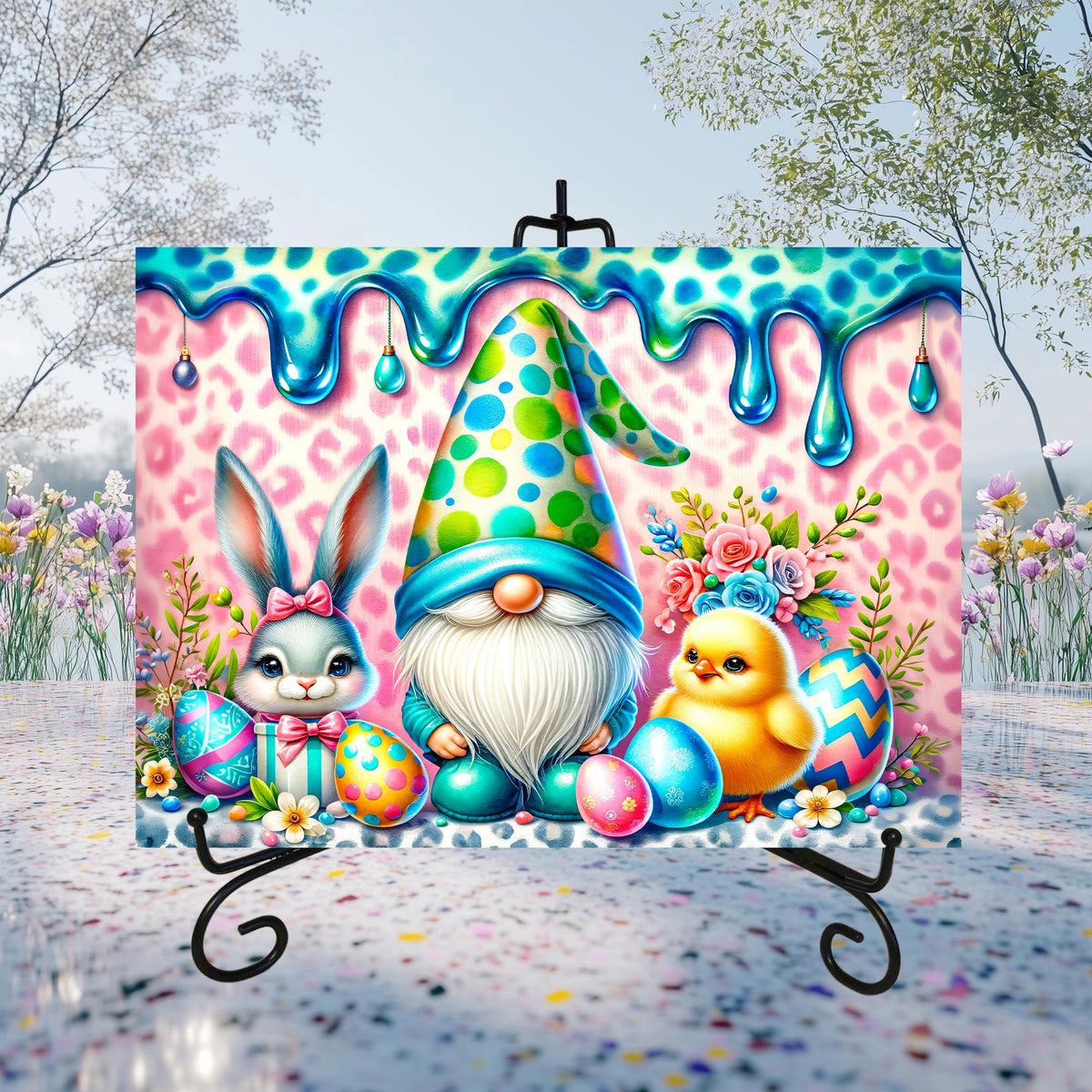 Easter Gnome Glass Cutting Boards