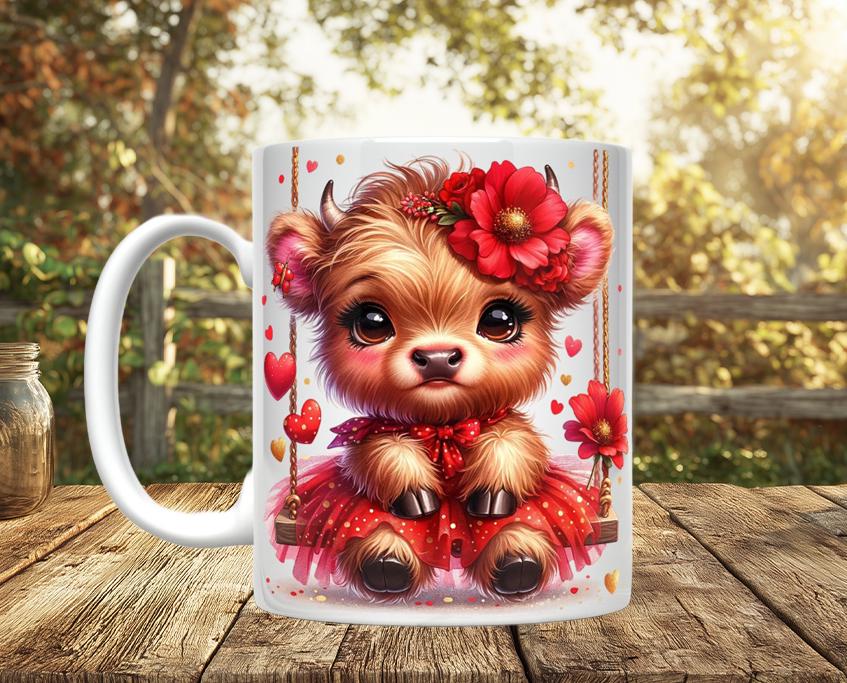 Highland Cow Ceramic Coffee Mug, 11oz/15oz