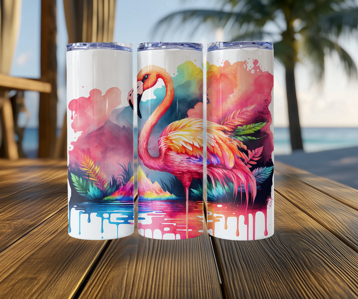 Flamingo Tumbler | Stainless Steel Drinkware with Lid and Straw