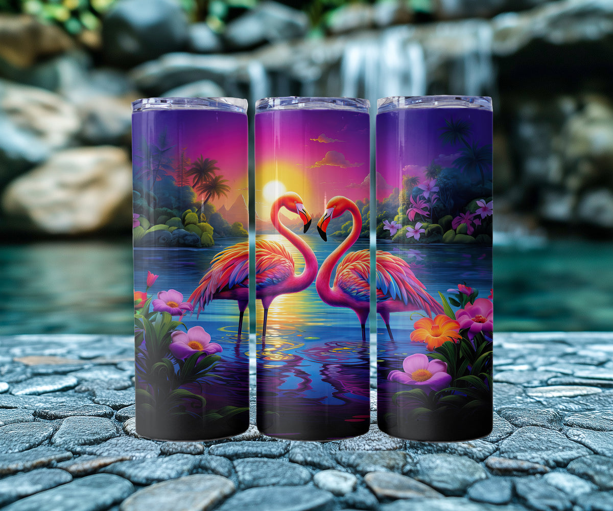 Flamingo Tumbler | Stainless Steel Drinkware with Lid and Straw