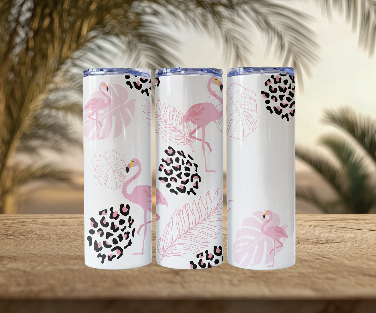 Flamingo Tumbler | Stainless Steel Drinkware with Lid and Straw