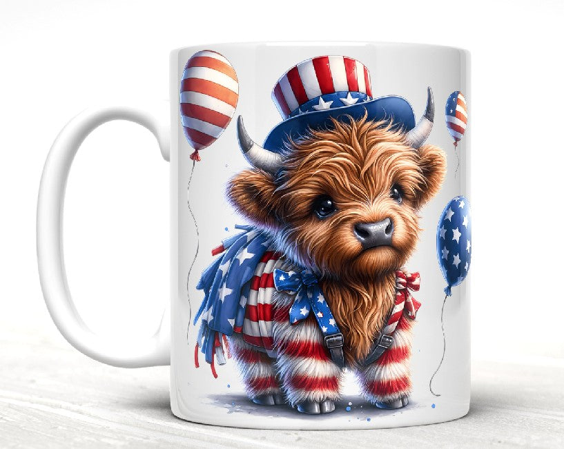 Patriotic Baby Highland Cow Mugs