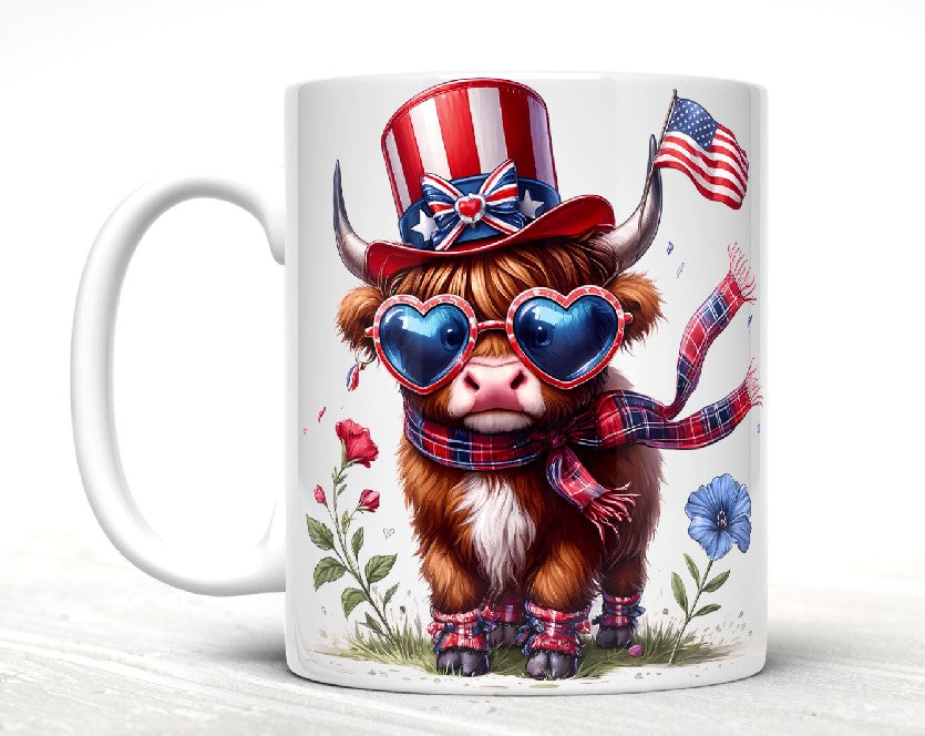 Patriotic Baby Highland Cow Mugs