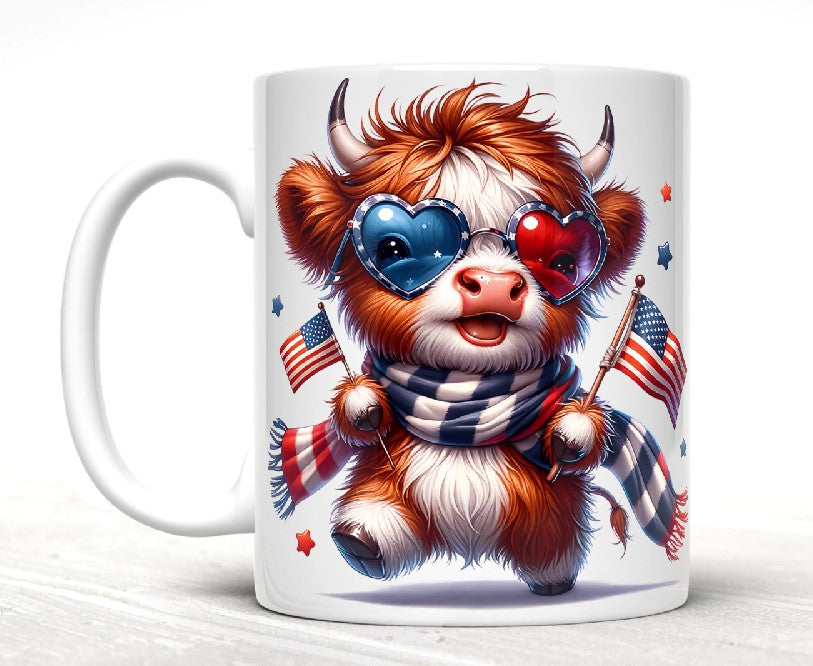 Patriotic Baby Highland Cow Mugs