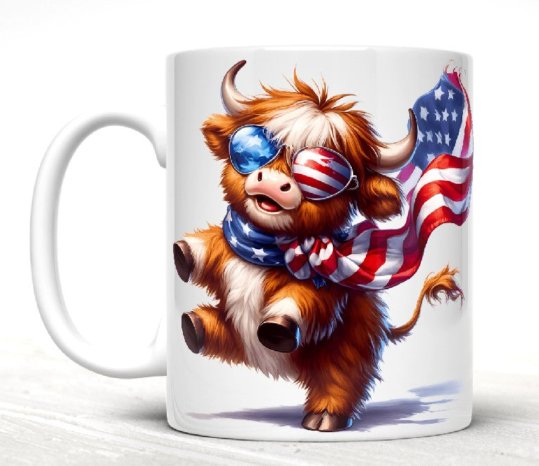 Patriotic Baby Highland Cow Mugs