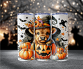 Halloween Highland Cow Tumbler — Spooky Gift for Her, 20oz Stainless Steel with Lid & Straw