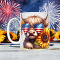 Patriotic Highland Cow Headshot Mugs