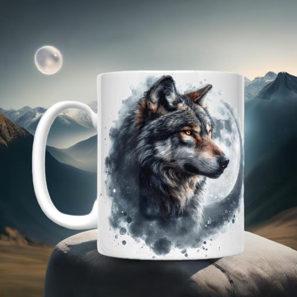 Moon Wolf Mugs