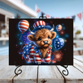 Patriotic Highland Cow Glass Cutting Board