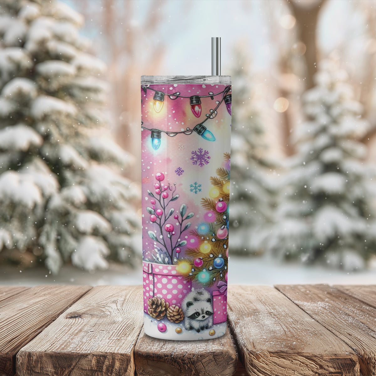 Christmas Racoon Tumbler