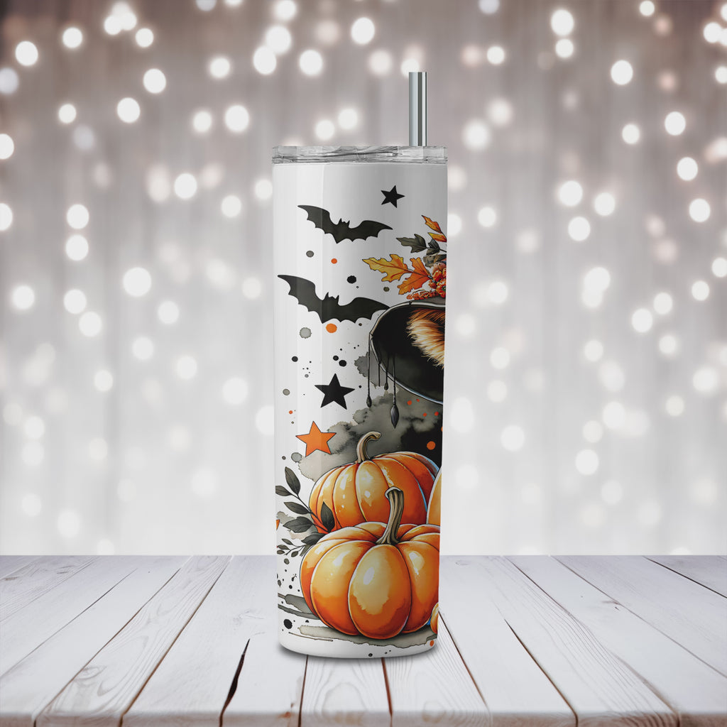 Halloween Highland Cow Tumbler — Spooky Gift for Her, 20oz Stainless Steel with Lid & Straw
